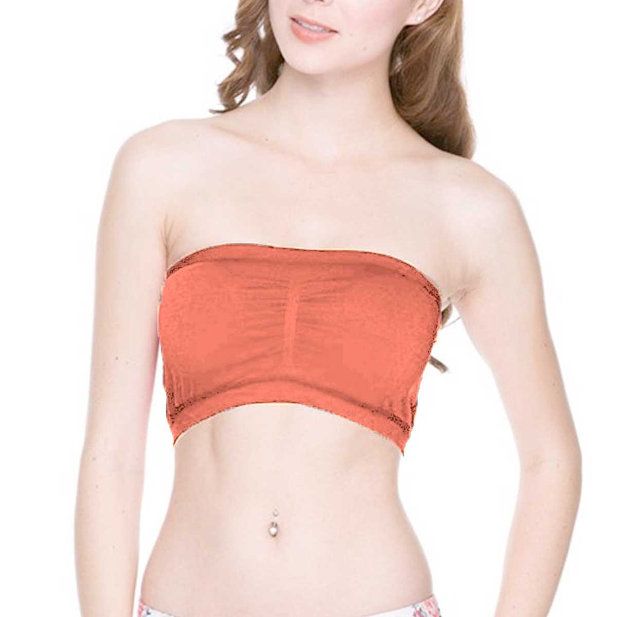 Seamless Tube Top w/removable pads (Red Coral)