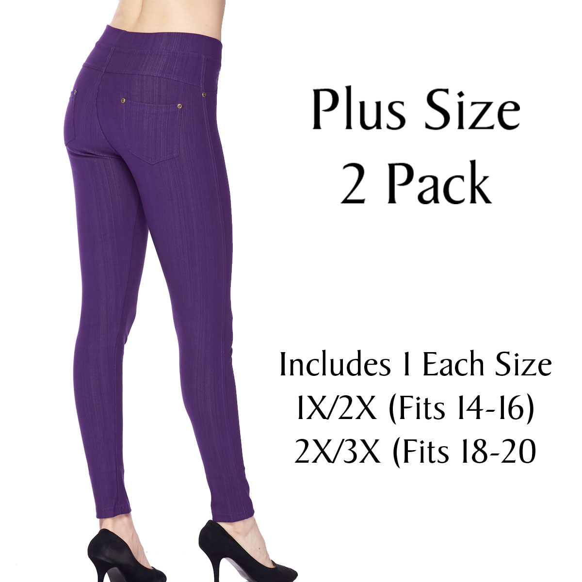 Purple Plus 2 Pack Denim Leggings - Ankle Length J04 )