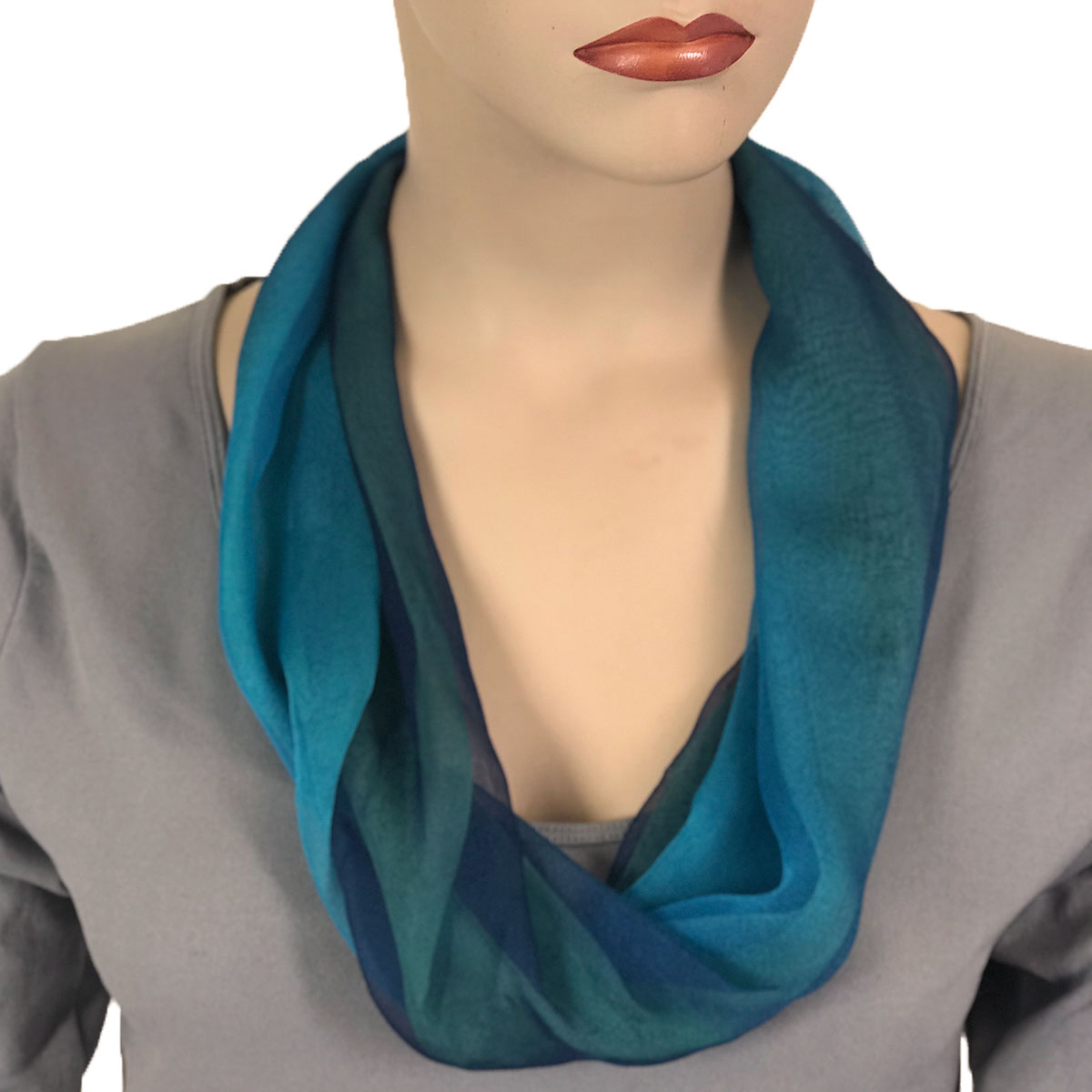 106NBS - Navy-Blue-Seafoam Tri-Color<br>
Magnetic Clasp Silky Dress Scarf
