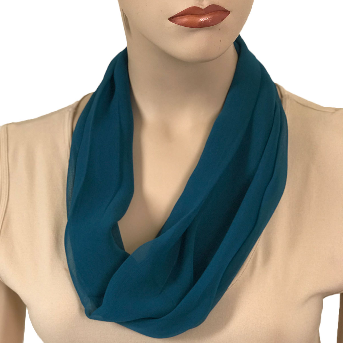 STE - Solid Teal<br>
Magnetic Clasp Silky Dress Scarf