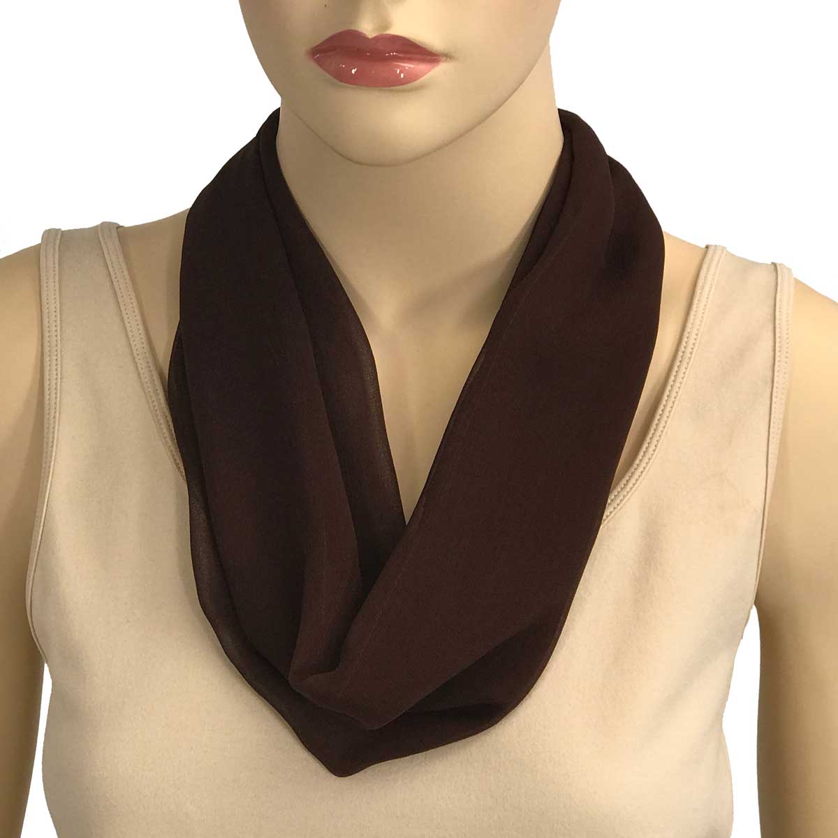 SDB - Solid Dark Brown<br>
Magnetic Clasp Silky Dress Scarf