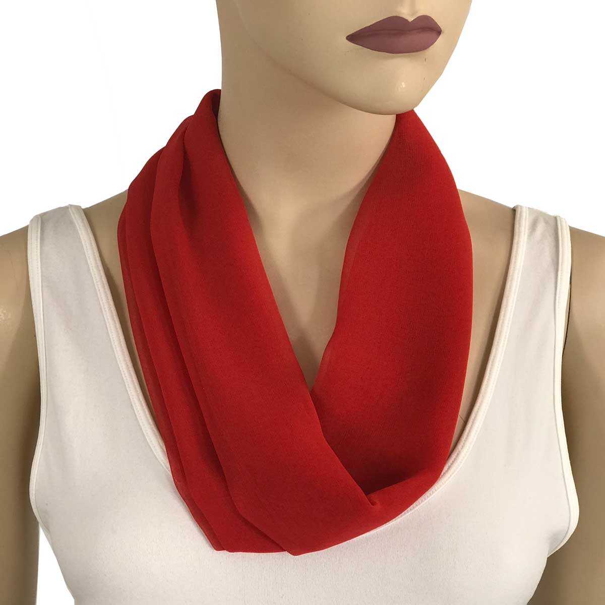 SRD - Solid Red<br>
Magnetic Clasp Silky Dress Scarf