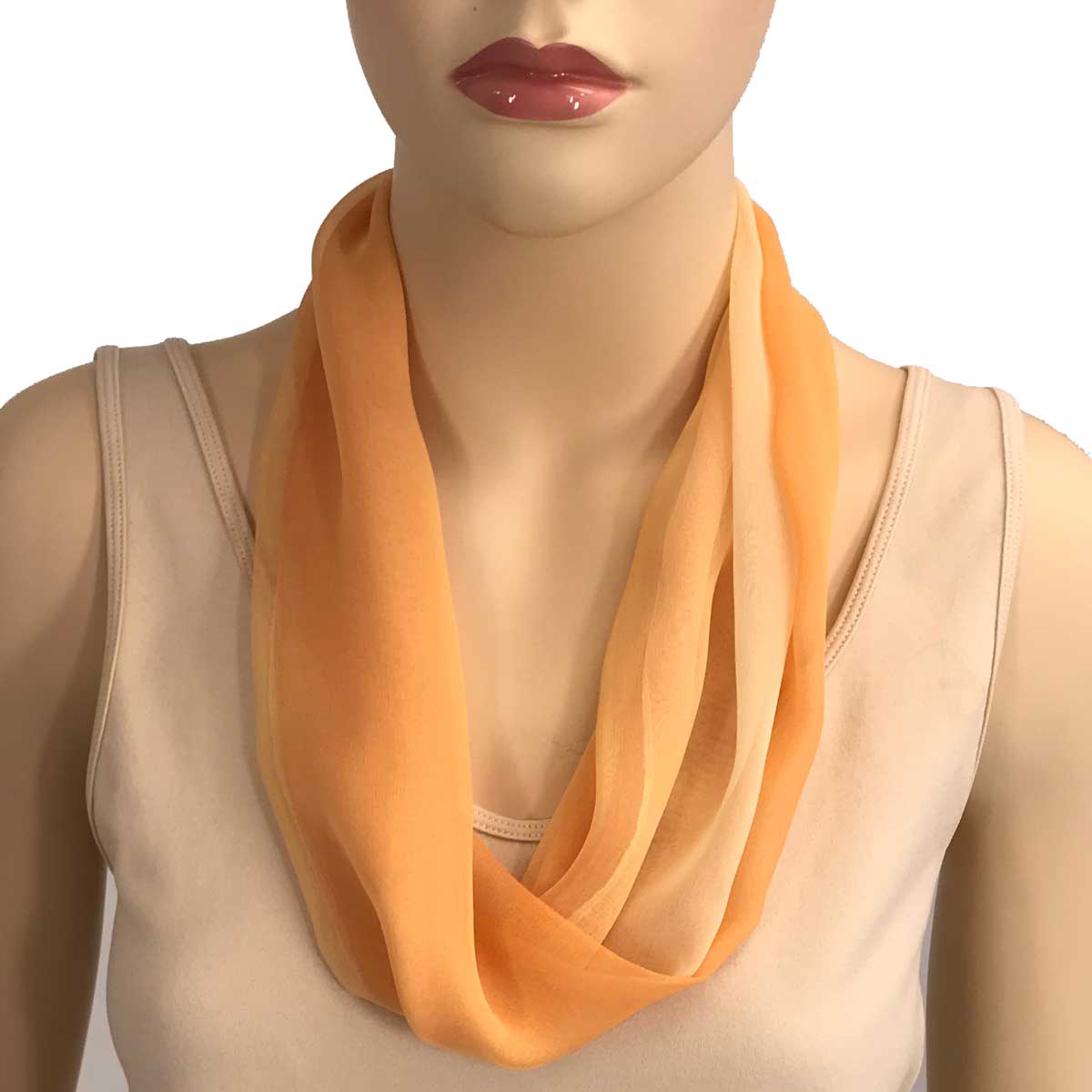 106OR - Beige-Peach-Orange Tri-Color<br>
Magnetic Clasp Silky Dress Scarf