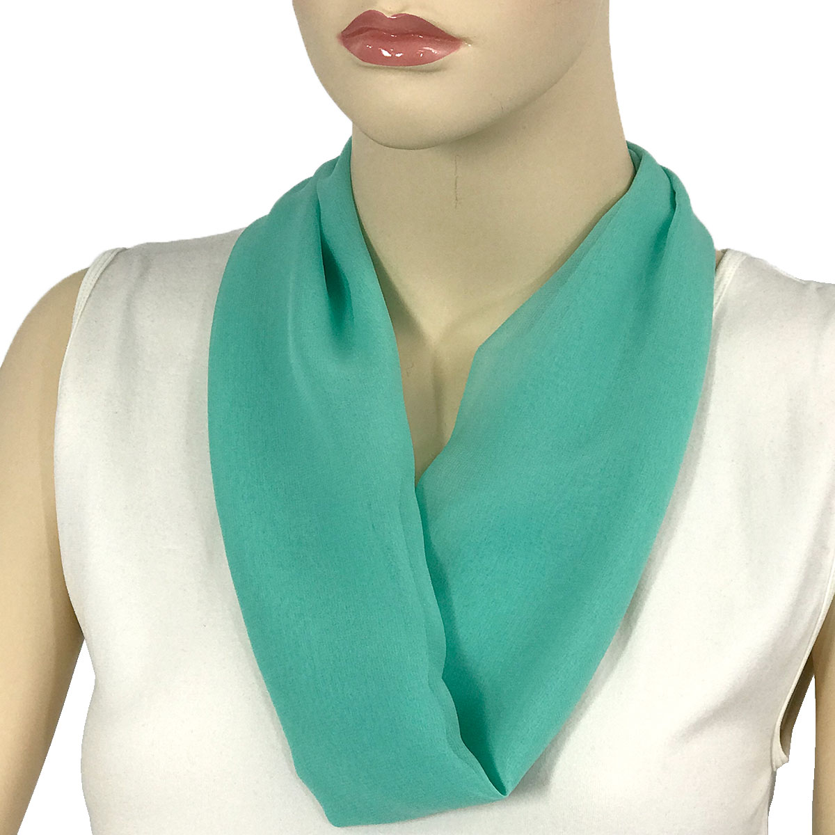 2901 - Magnetic Clasp Silky Dress Scarves - SJDSolid JadeSilver MagnetSilky Dress Scarves with Magne