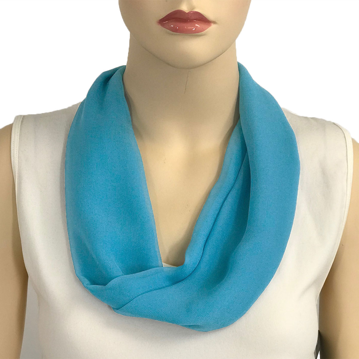 STQ - Solid Turquoise<br>
Magnetic Clasp Silky Dress Scarf