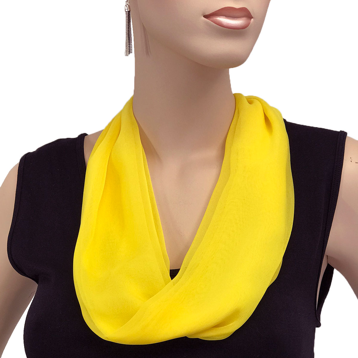 SYE - Solid Yellow<br>
Magnetic Clasp Silky Dress Scarf