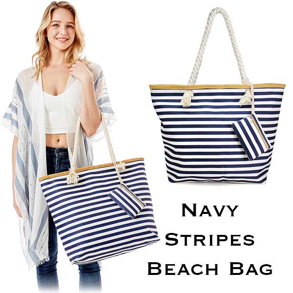 317 - Navy Stripes<br>
Bag with Matching Wallet