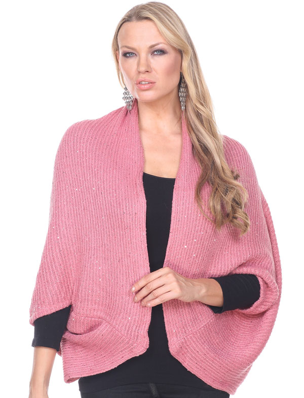 4384 - Pink Sequined<br>
Cozy Knit Shrug