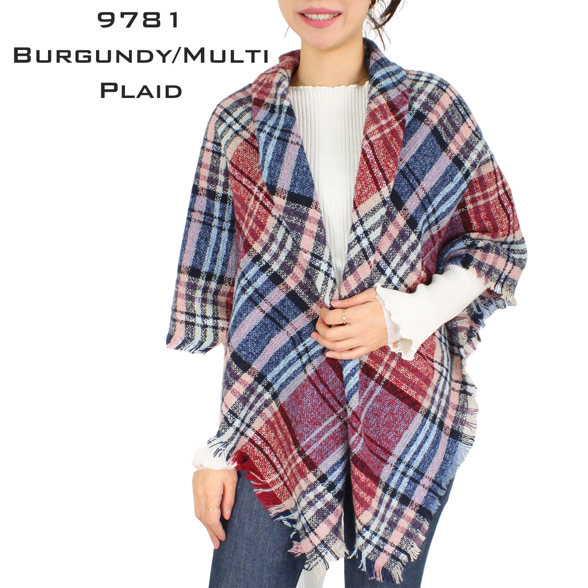 9781 BURGUNDY/MULTI PLAID Blanket Square