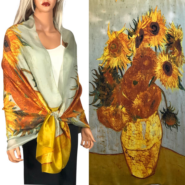 #56 Sunflowers<br>
Boutique Charmeuse Shawl