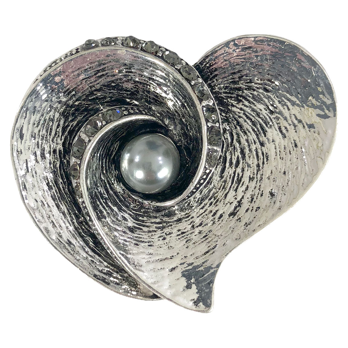 559 Silver Heart w/ Hematite Pearl 