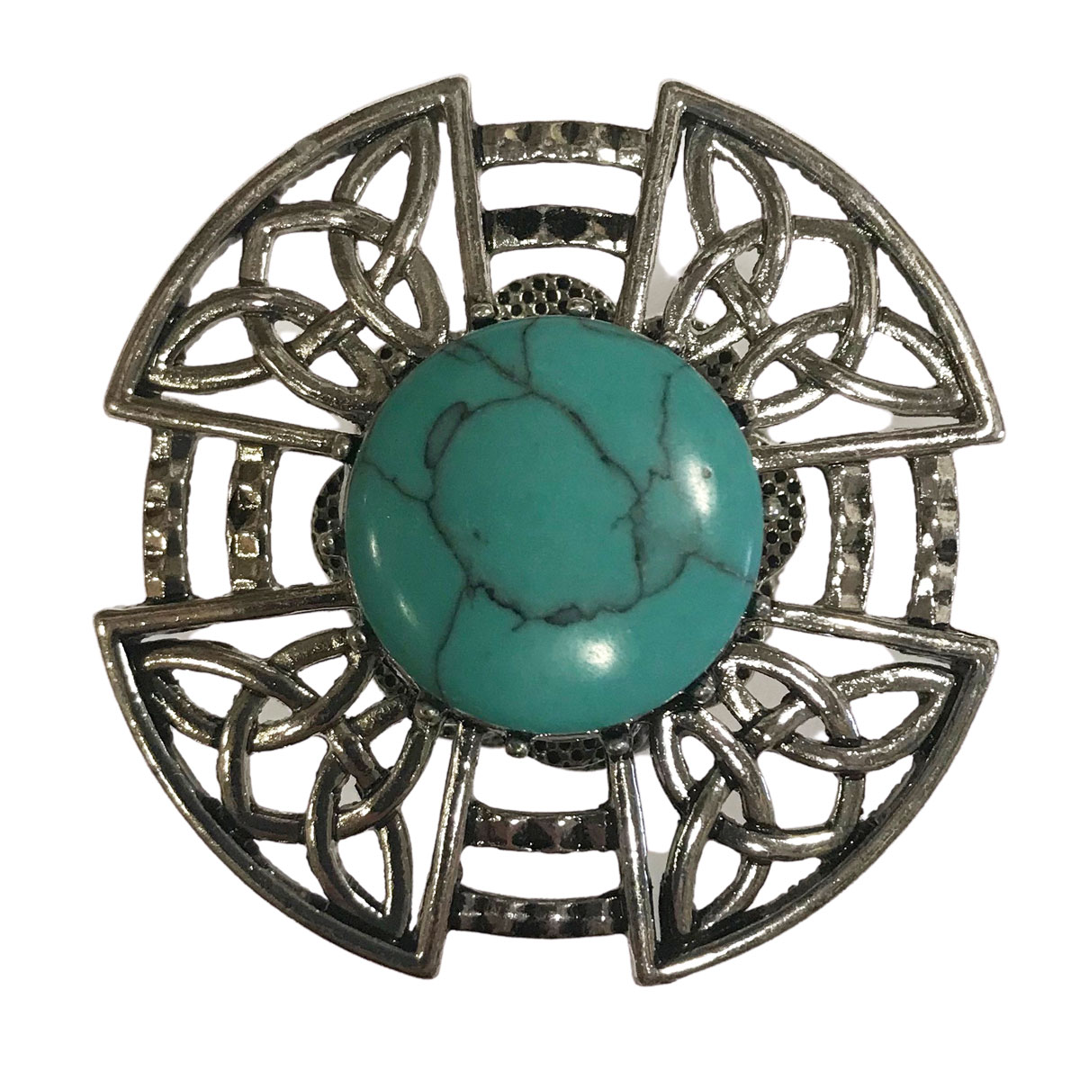 601 Turquoise Filagree Magnetic Brooch 