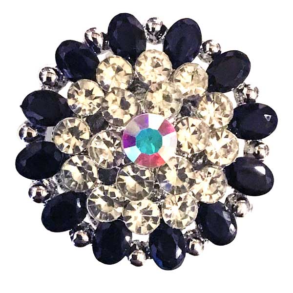 564 - Black<br>Black and Crystal Flower Design