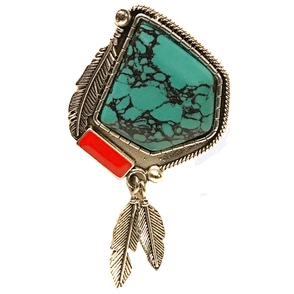 AD-004 - Turquoise Dream Catcher<br>
Artful Design Magnetic Brooch