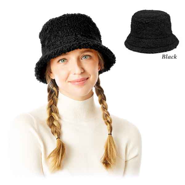202 - Black<br>
Boucle Teddy Bear Bucket Hat
