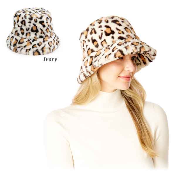 211 - Ivory<br>
Leopard Print Fur Hat