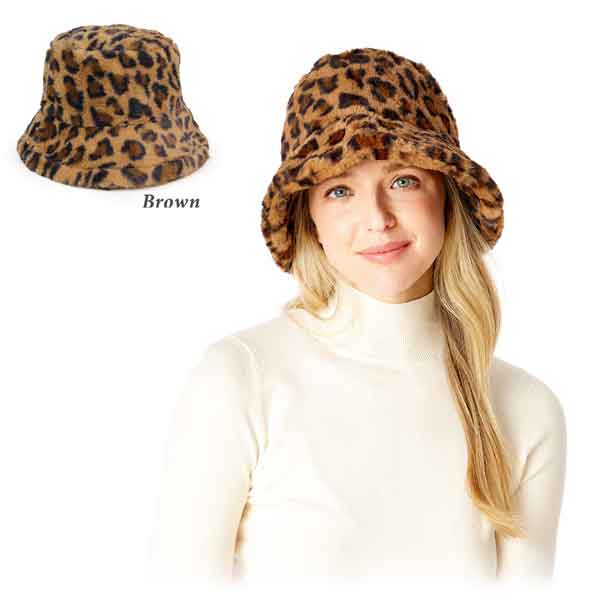 211 - Brown<br>
Leopard Print Fur Hat