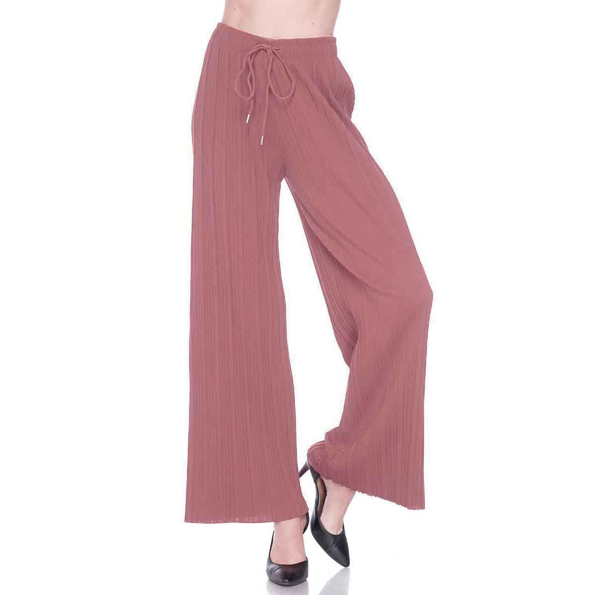 Dusty Rose<br>
Stretch Twill Pleated Wide Leg Pants