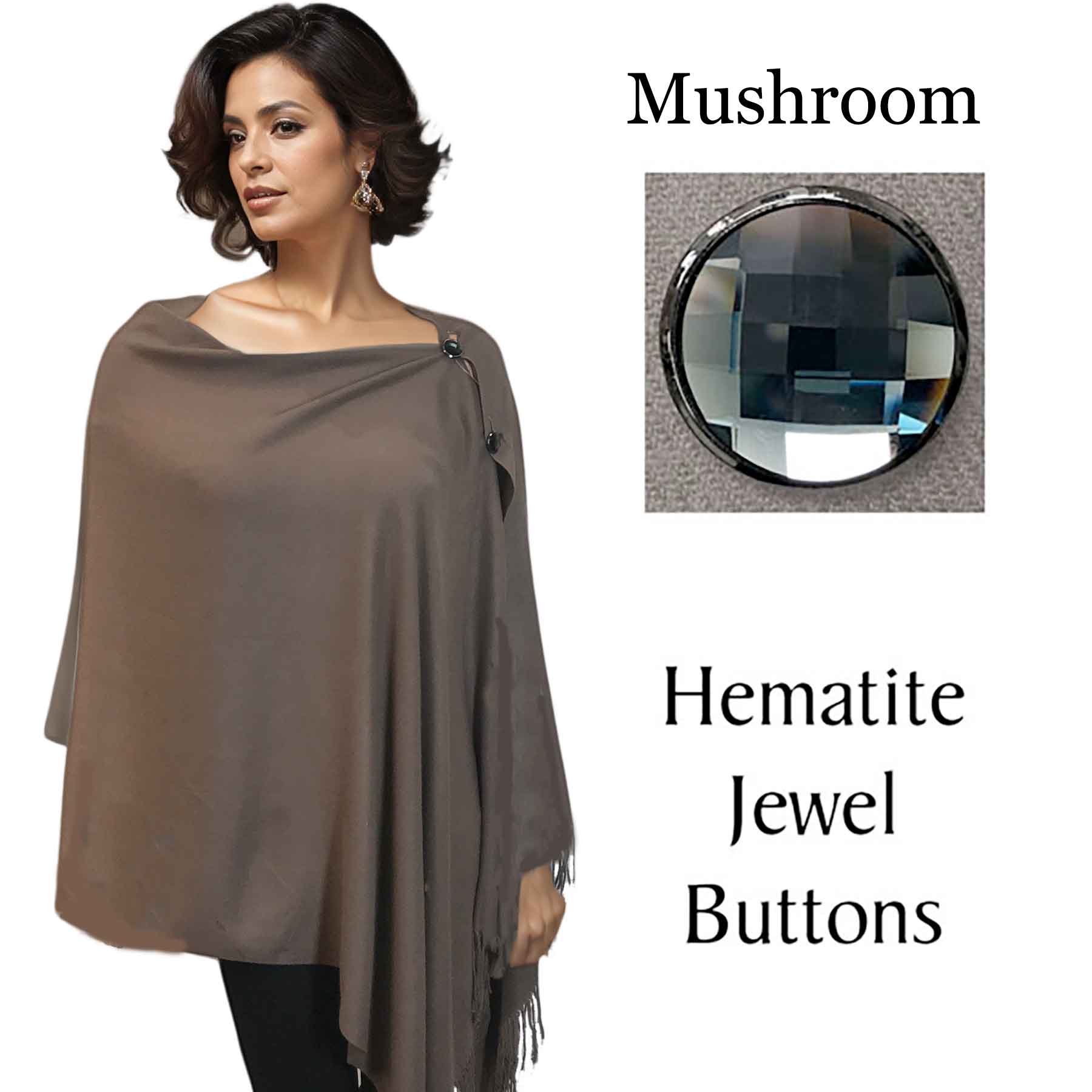 #33 Mushroom with Hematite Jewel Buttons