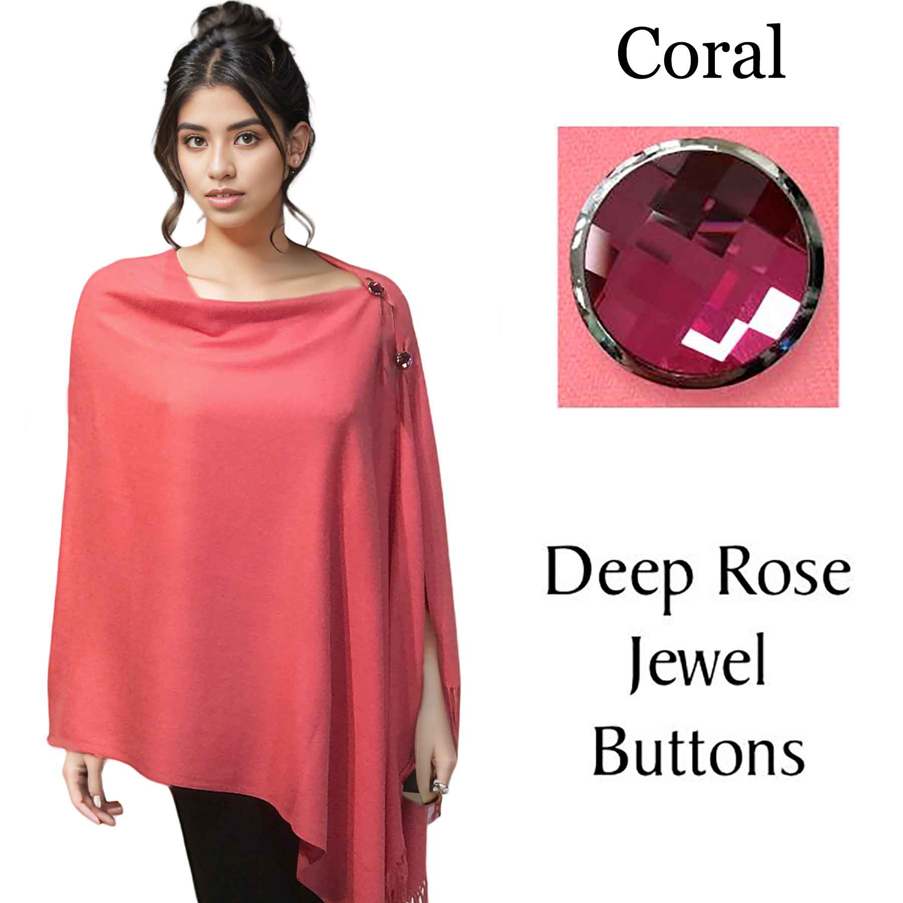 534 - Cashmere Feel Shawls w/Jeweled Buttons