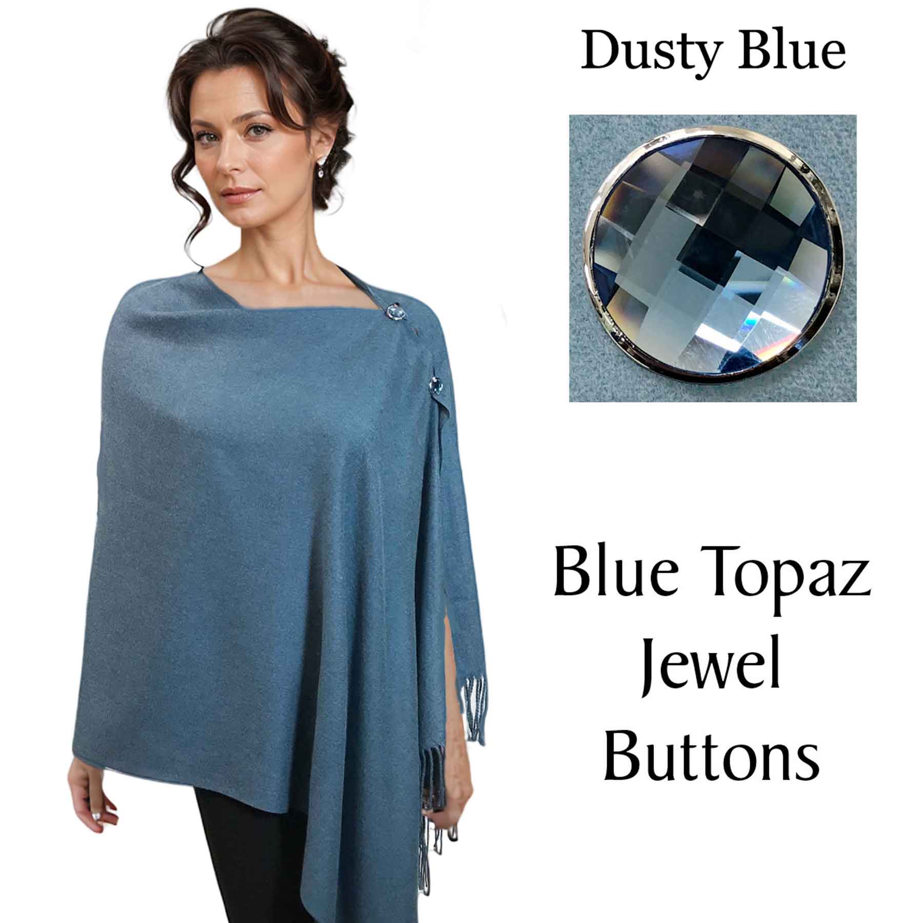 #25 Dusty Blue with Blue Topaz Jewel Buttons 