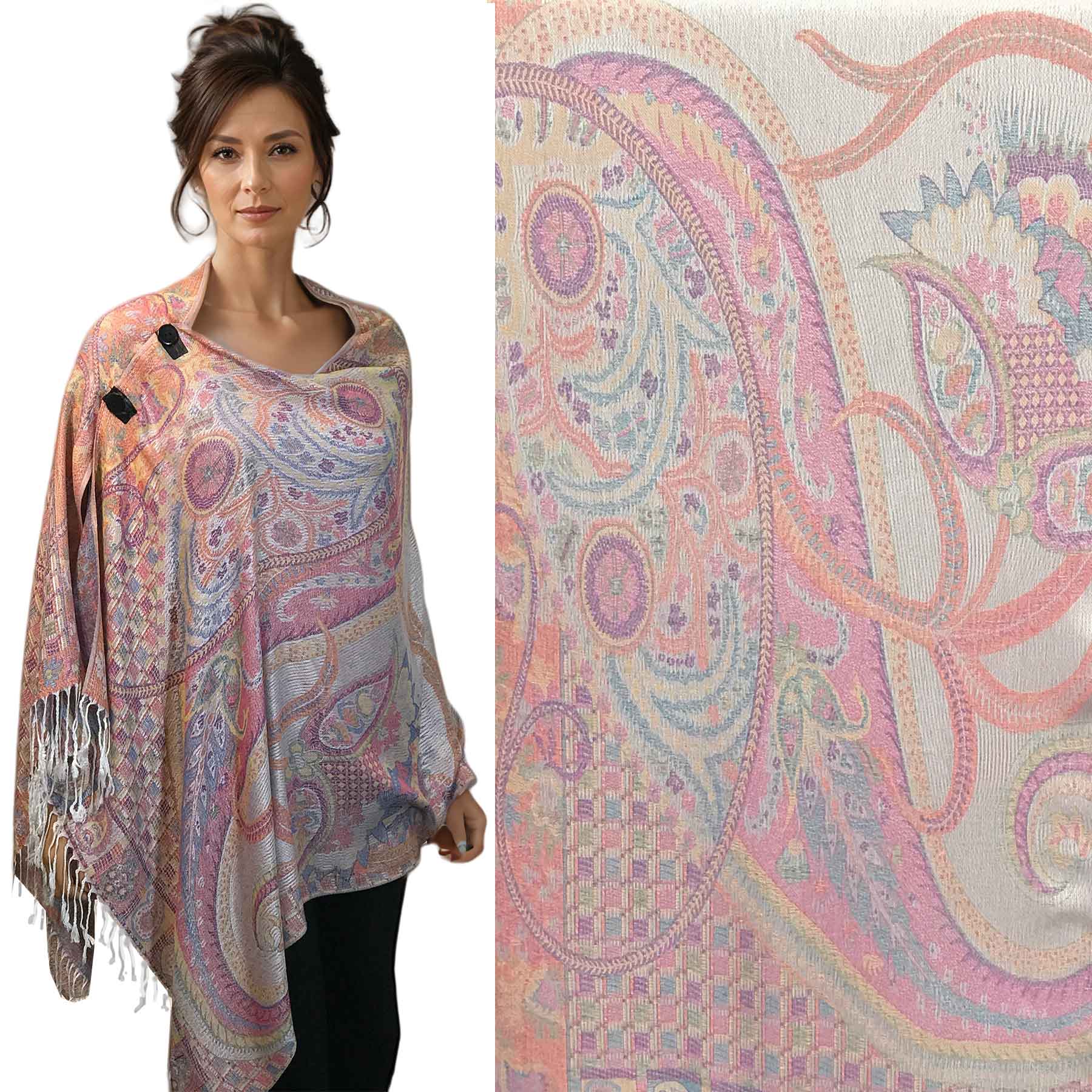 2021 - #06 Abstract Paisley<br>
Pashmina Style Button Shawl
