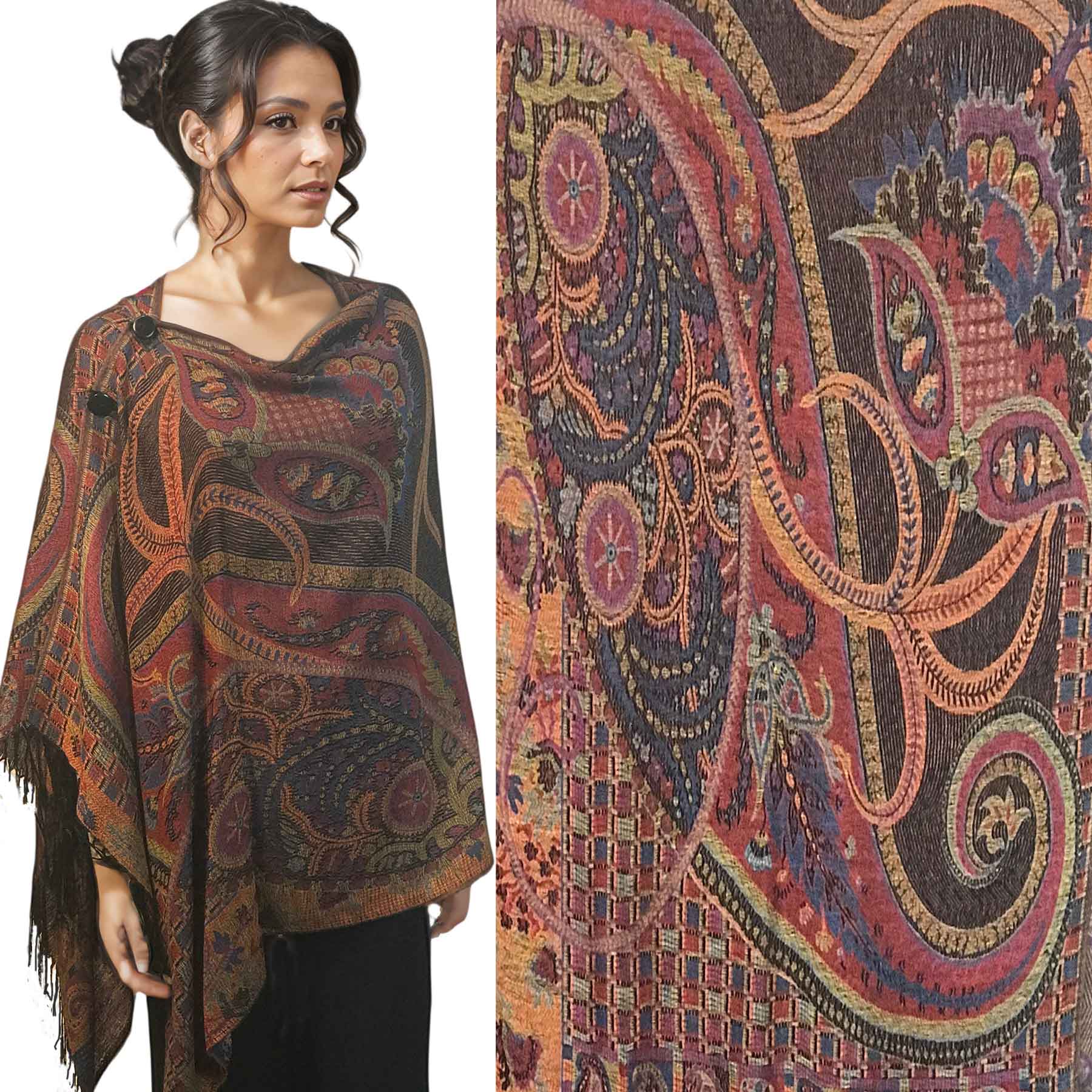 2021 - #07 Abstract Paisley<br>
Pashmina Style Button Shawl