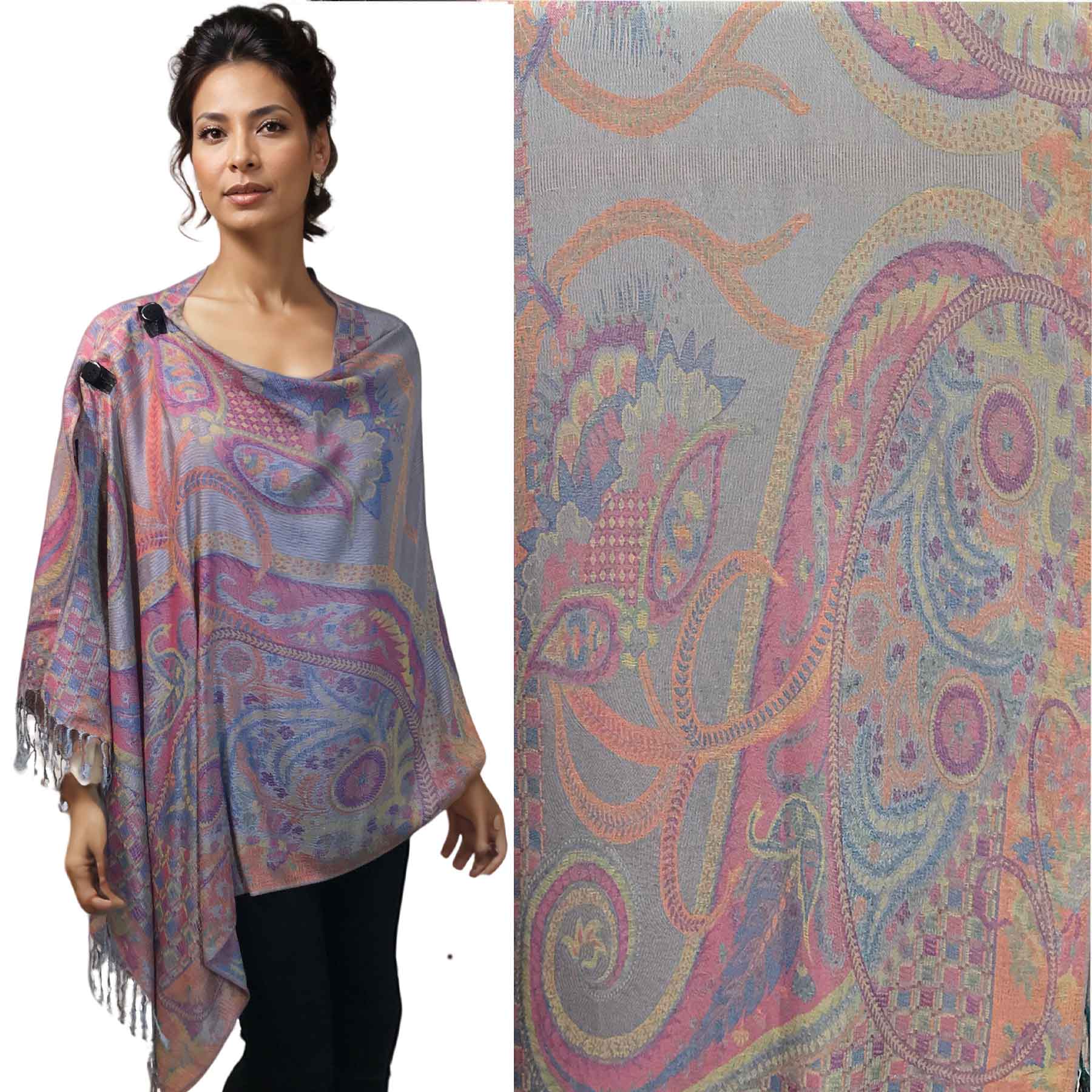 2021 - #19 Abstract Paisley<br>
Pashmina Style Button Shawl