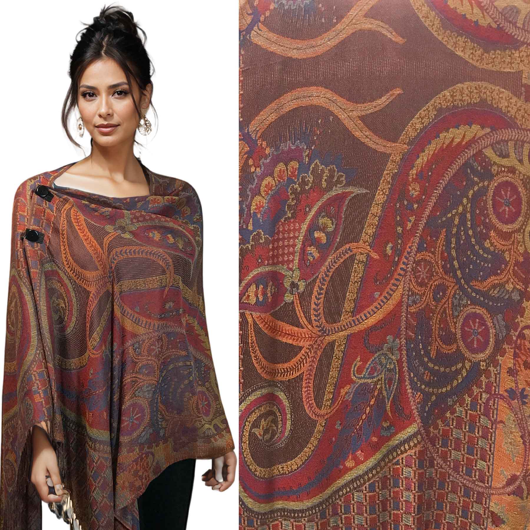 2021 - #13 Abstract Paisley<br>
Pashmina Style Button Shawl