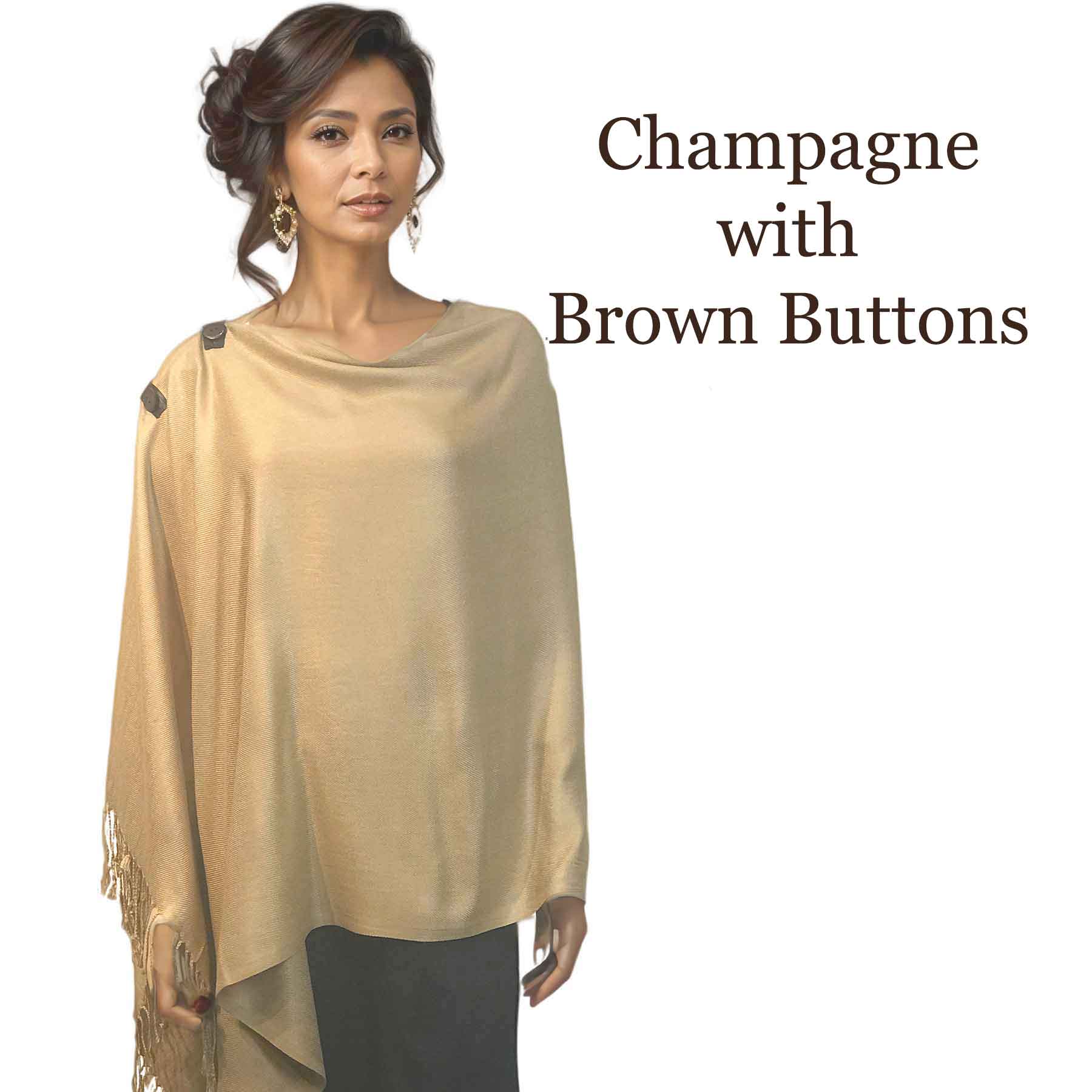 Solid Champagne<br>
Pashmina Style Button Shawl