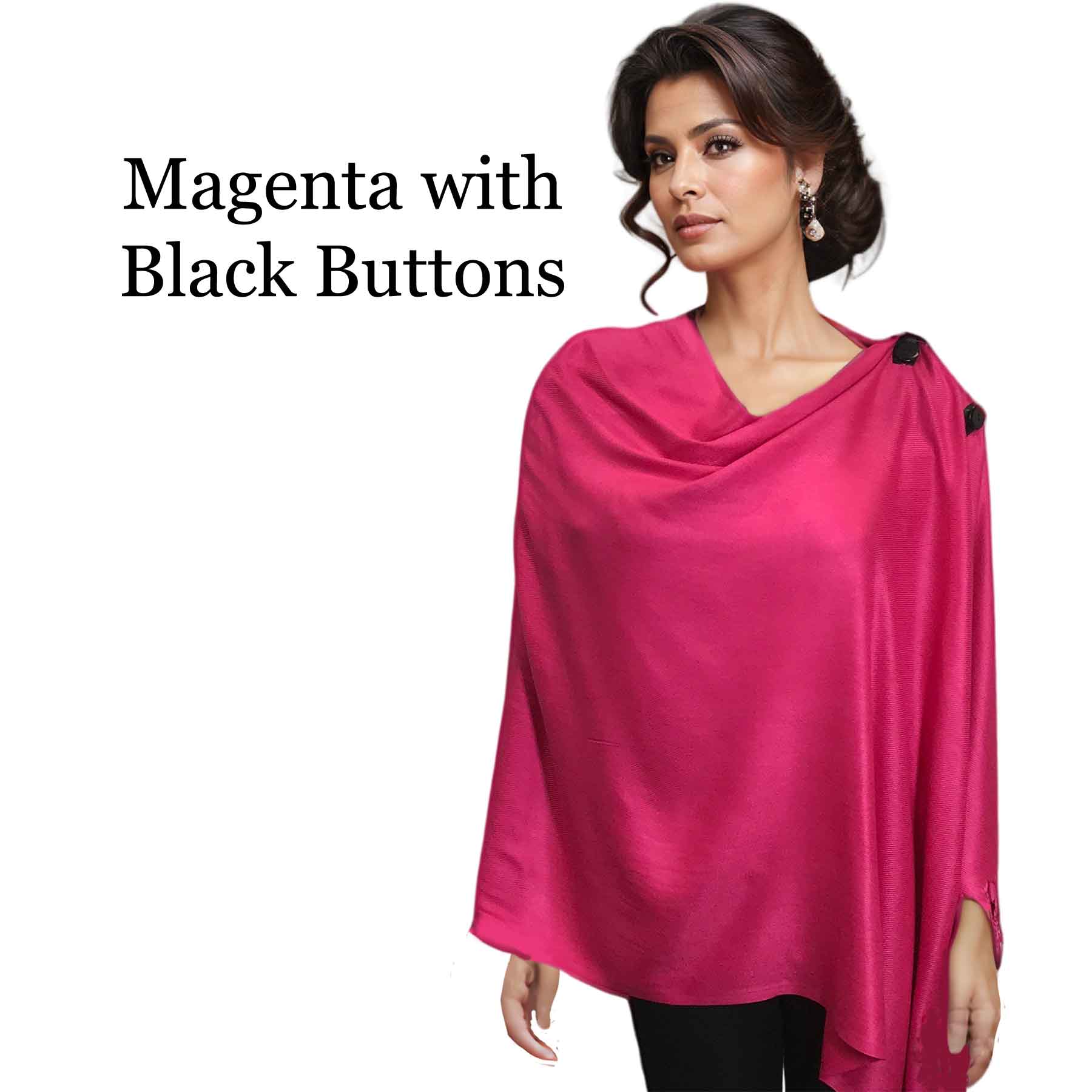 Solid Magenta<br>
Pashmina Style Button Shawl