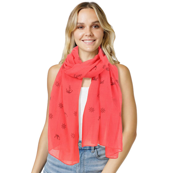10648 - Coral<br>
Anchor Print Scarf