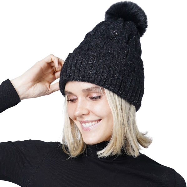 10434 - Black with Glitter<br>
Winter Knit Hat