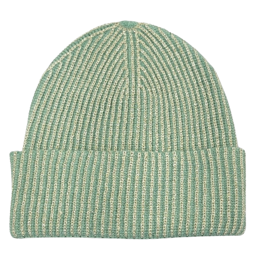 3114 - Winter Knit Hats - 1094 - Mint - Metallic Ribbed Beanie