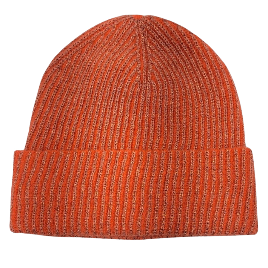 3114 - Winter Knit Hats - 1094 - Rust - Metallic Ribbed Beanie