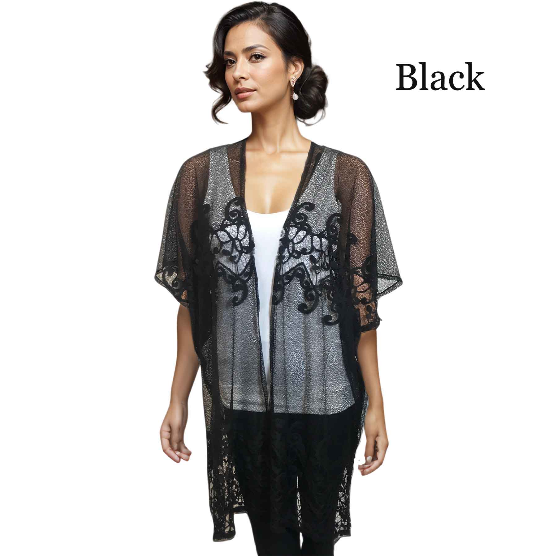 Black Kimono - Lace Design 9251