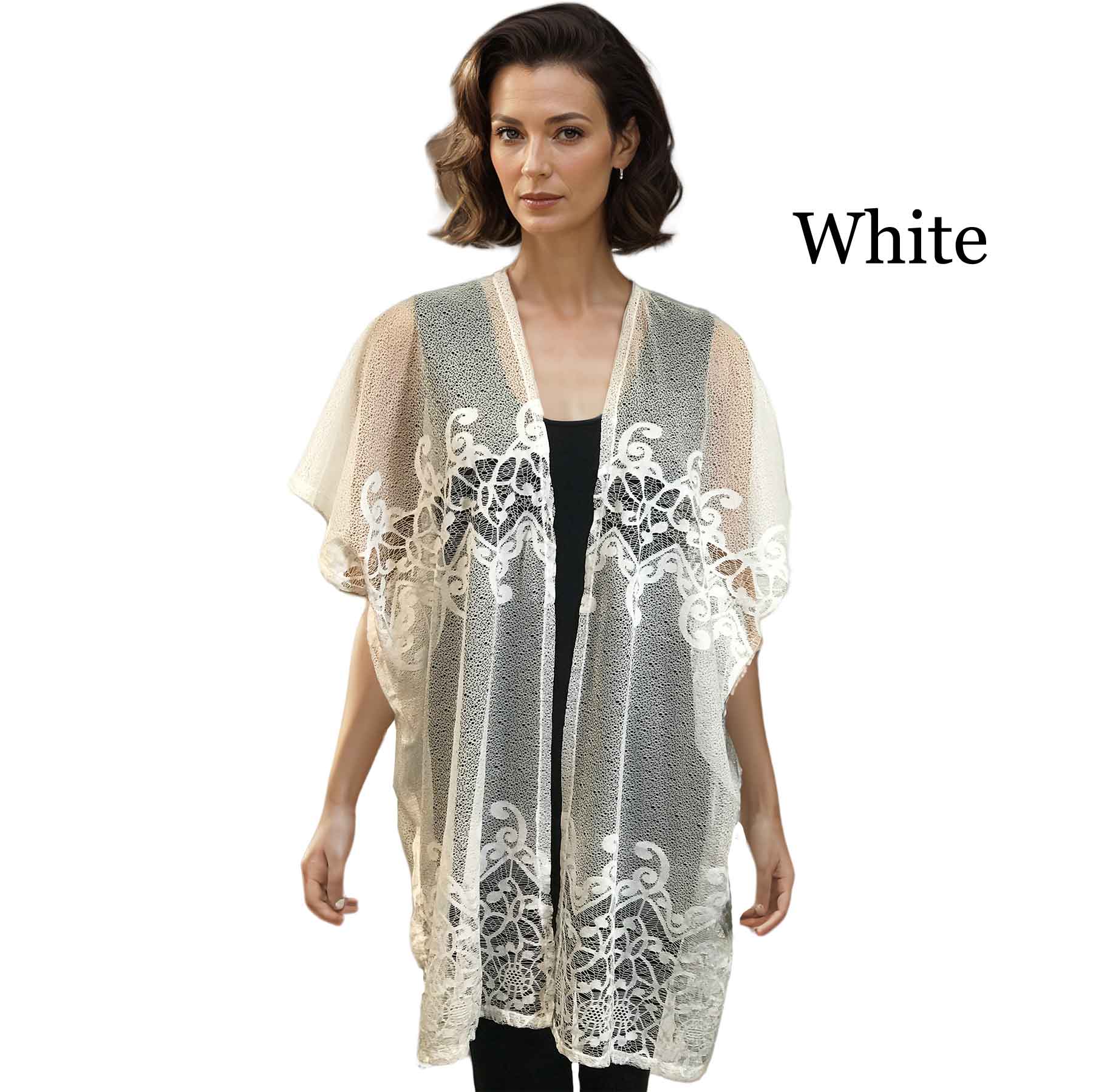 White Kimono - Lace Design 9251