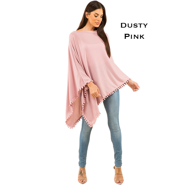 9442 - Dusty Pink<br>
Pom Pom Poncho 
