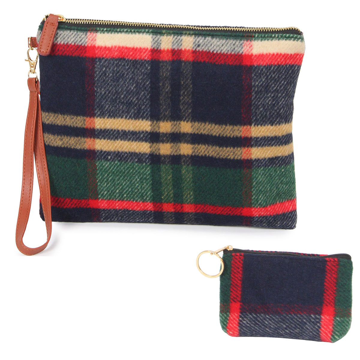 3315 - Crossbody Bags & Small PURSEs  - 9070 Tartan Plaid Navy (Two Piece Set)