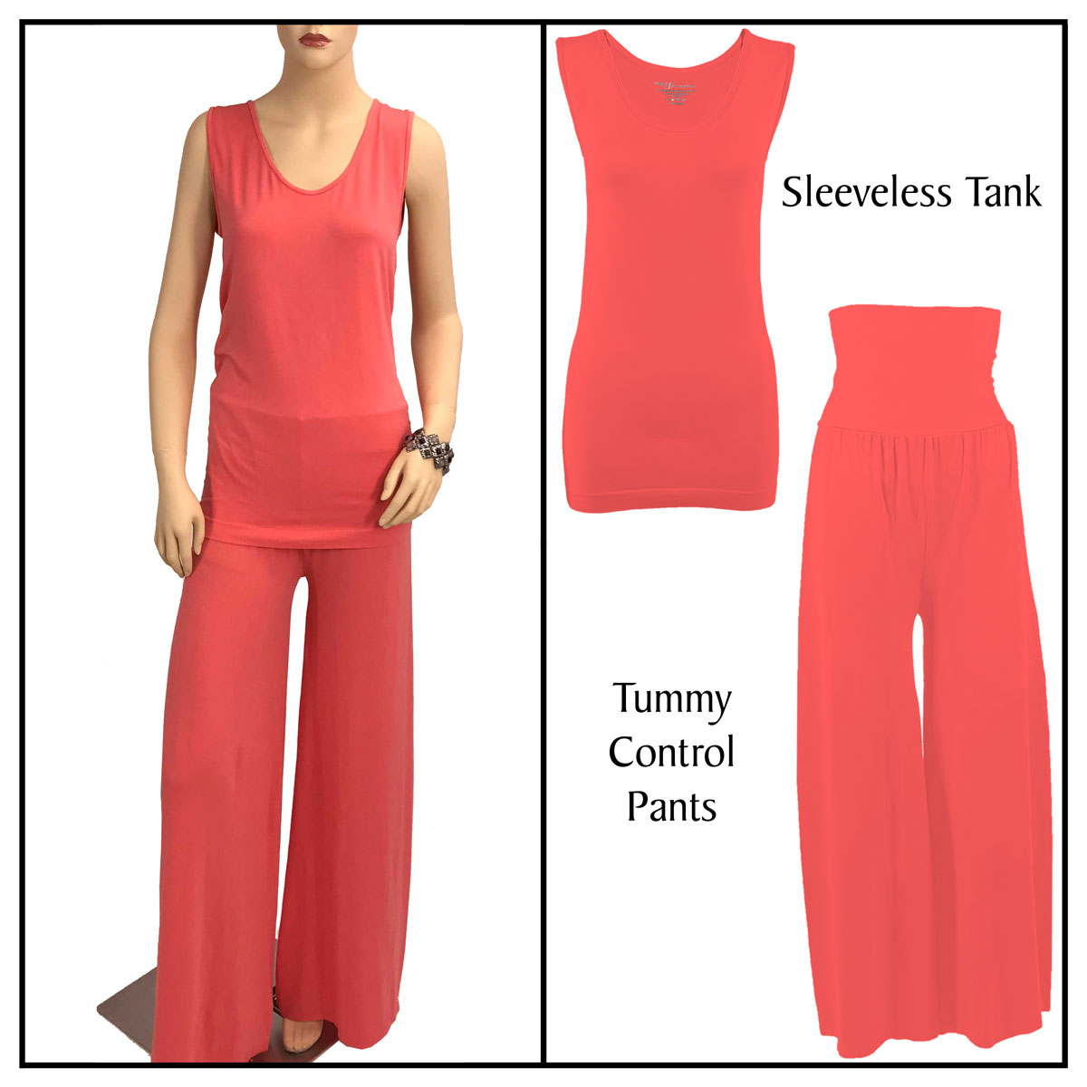 Coral Sleeveless Top (One Size) with Pants