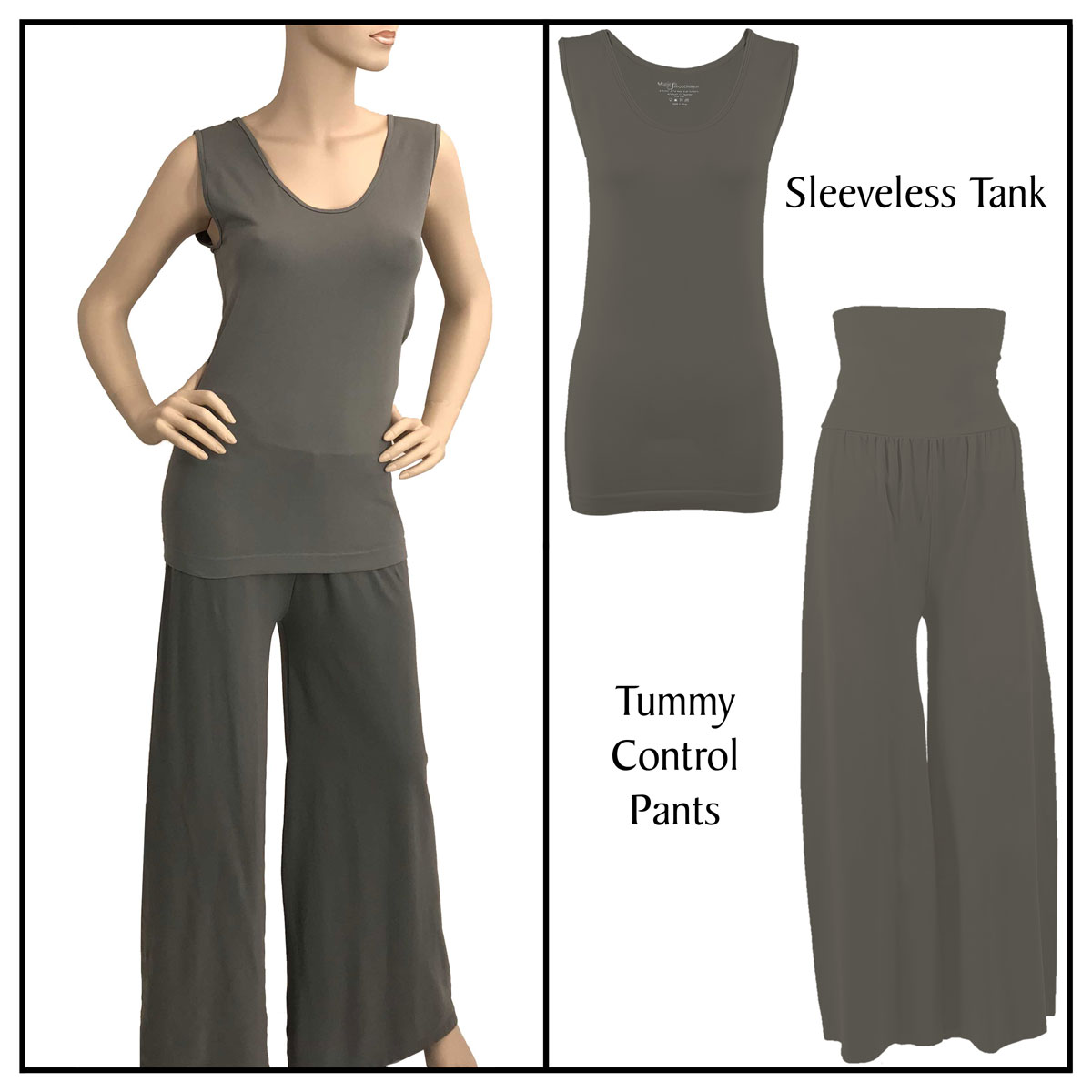 Grey/Charcoal Sleeveless Top (One Size) with Pants
