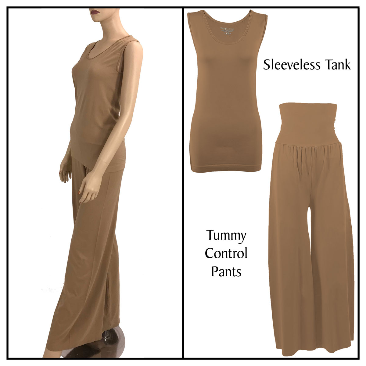 Taupe Sleeveless Top (One Size) with Pants