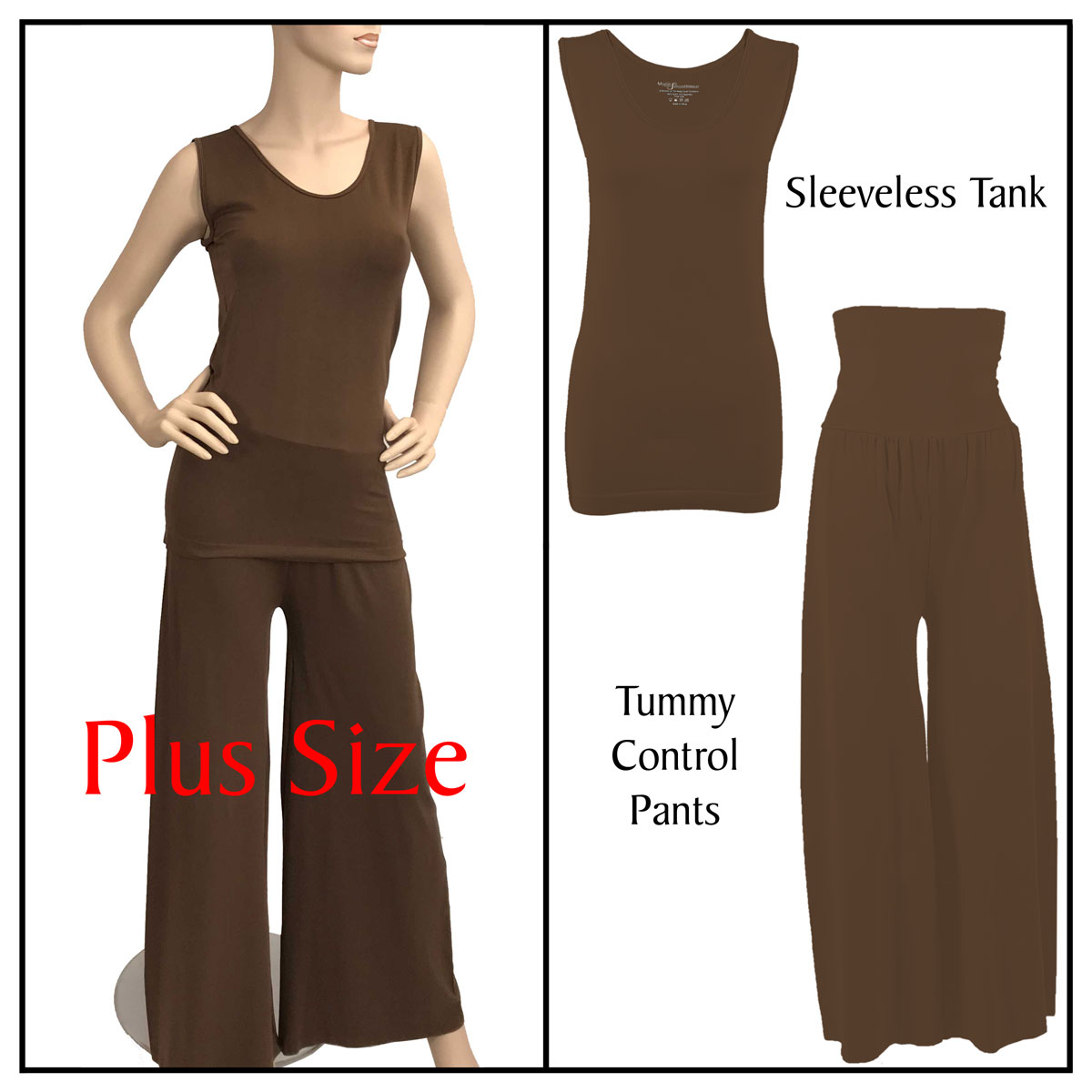 Chestnut Sleeveless Top (Plus Size) with Pants