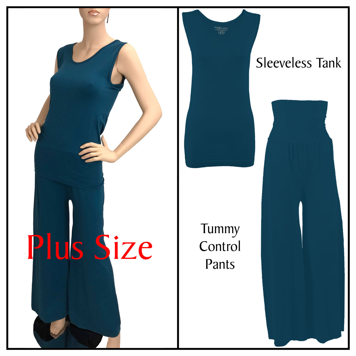 Dark Teal Sleeveless Top (Plus Size) with Pants