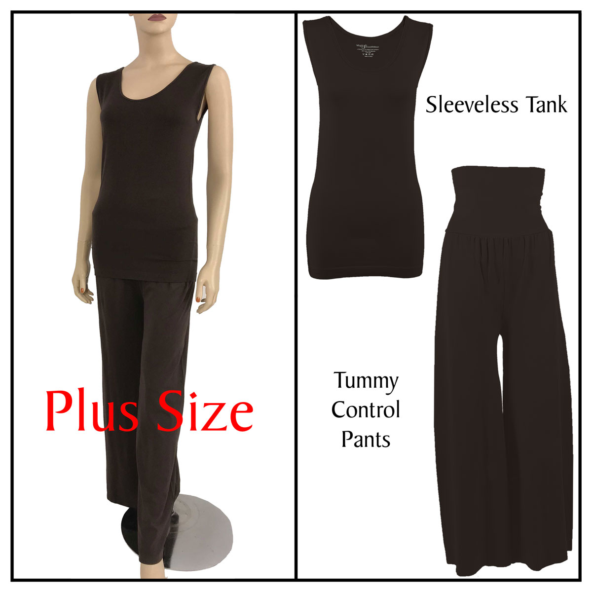 Espresso Sleeveless Top (Plus Size) with Pants