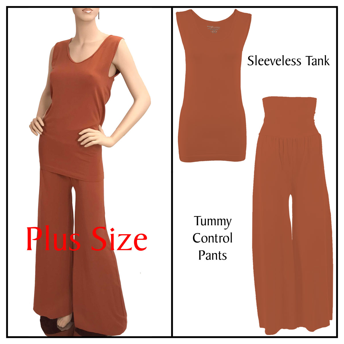 Paprika Sleeveless Top (Plus Size) with Pants