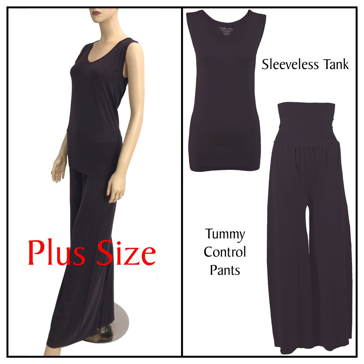 Plum Sleeveless Top (Plus Size) with Pants