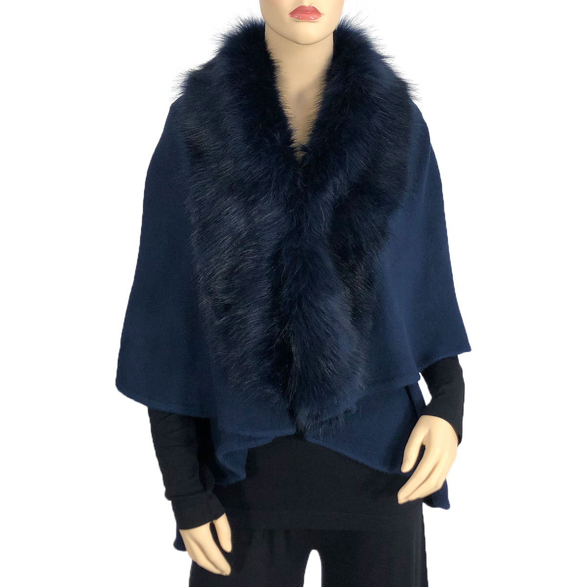 Cape Vests - Solid w/ Faux Fox Fur 93B9