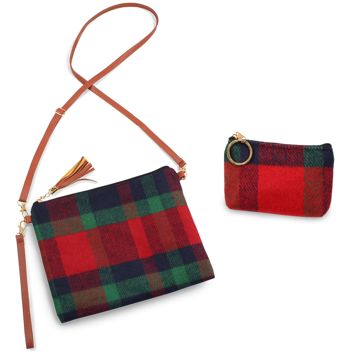 Matching Pieces for Autumn and Winter 3178 - Plaid Navy - 9373 Crossbody Bag & Coin PURSE