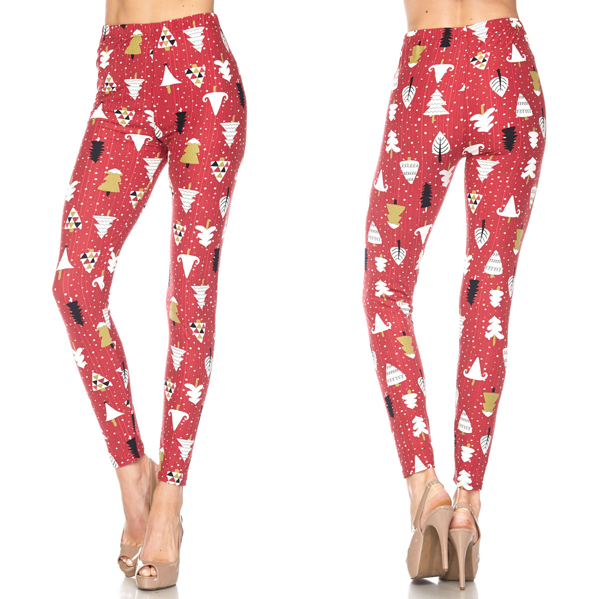 Christmas Print Brushed Fiber Leggings 7683